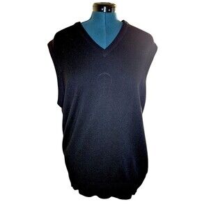 Alan Paine Knitted Sweater Vest Jumper 44" XL EUR 52 Men's BlackLambswool V-Neck